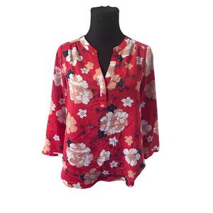 Lila Rose  red white and blue floral blouse size S